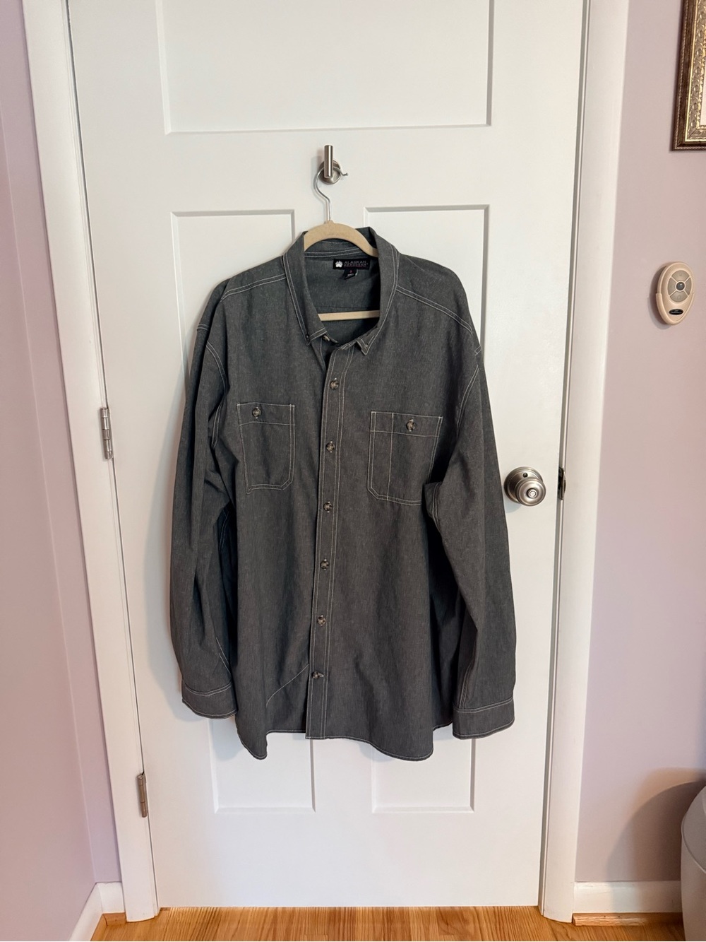 Duluth Trading Co Alaskan Hardgear Charcoal Gray Shirt with White Logo Accents
